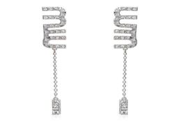 Stud with full package Me20210003 Miu full drill letter long bar Earrings7552281