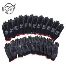 12 Pairs Polyester Nylon PU Coating Safety Work Gloves For Builders Fishing Garden Work Nonslip gloves 2201102556668