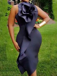 Plus Size Dresses AOMEI Women Bodycon Dress Ruffles Slim Fashion Tight Dresse Stylish Sleeveless Pencil Robe Summer 2024 Gowns African