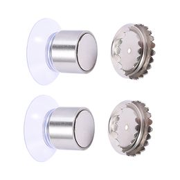 2pcs Wall Mounted Storage Glass Mirror Magnetic Soap Holder Suction Cup Durable Stainless Steel Hanger 240105