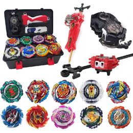 Beyblade Burst Box Set for Kids Gyro Blade Toys 10 Spinning Tops 2 TwoWay Launcher with Portable Gift 240104