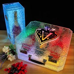 Ice Rock Wine Bottle Display Case Ace of Spade LED Briefcase Champagne Cocktail Wine Box Whisky Carrier Box VIP Bottle Presenter For Bar Nightclub