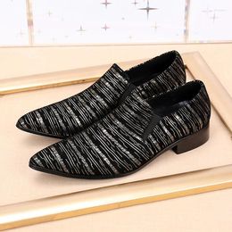 Dress Shoes Italy Style Men Print Casual Fashion Patent Leather Formal Wedding Party Loafers Pointed Toe Soulier Homme