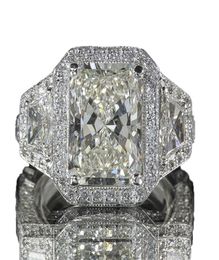 Size 610 Unique Wedding Rings Luxury Jewelry 925 Sterling Silver Princess Cut White Topaz Large CZ Diamond Gemstones Eternity Wom9933337