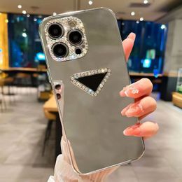 Luxury Designer Mirror Phone Cases 15promax Letter Fashion Case For Iphone 14plus 14pro 13 12 Crystal Mens Womens IPhone Cases Brand