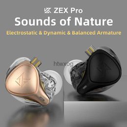 Cell Phone Earphones KZ x Crinacle CRNZEX ProHeadset Hybrid Technology Electrostatic In-Ear Monitor Earphone Noice Cancelling Music Headphones YQ240105