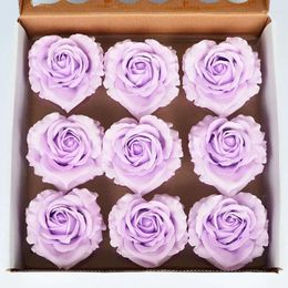 Decorative Flowers 9 Pieces Of Rose Soap Flower Heart-shaped Valentine's Day Wedding Party Christmas DIY Creative Gift