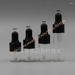Storage Bottles 3ml Clear Glass Essential Oil Bottle With Aluminum Ring White/Black Bulb Dropper Lid Mini/Sample Cosmetic Container