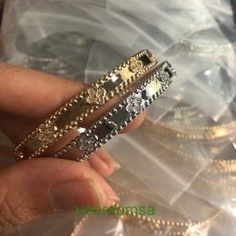 Van Clover Bracelet 2024 New Double-sided White gold kaleidoscope bracelet Champagne live broadcast Korean With Box Jun