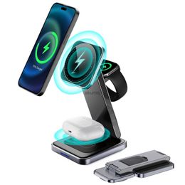 Wireless Chargers 3 in 1 Magnetic Wireless Charger Pad Stand for 14 13 12 foldable Fast Dock Station for 2 Watch 8 7 6 5 4 3 YQ240105