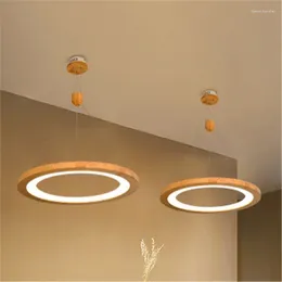 Pendant Lamps Restaurant Chandelier Modern Style Living Room Lamp Solid Wood Round Ring Led Bedroom Art Nordic Personality