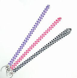 Whole 20pcs Cartoon Chequered patter lanyard strap Key Chain ID card hang rope Sling Neck Pendant boy girl Gifts9541636