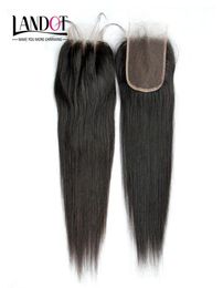 8A Brazilian Straight Lace Closure 4x4 Size Cheap Human Hair Top Lace Closures Pieces Middle3 Way Part Closure Natural Color7051513