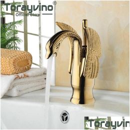 Bathroom Sink Faucets Torayvino Faucet N Basin Luxury Gold Deck Mounted Single Handle Mixers Water Taps Drop Delivery Home Garden Sh Dhtxc