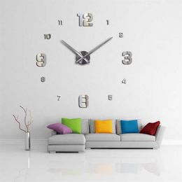 3d wall clock new home decor large roman mirror fashion diy modern Quartz clocks living room watch Wall Sticker X07052603