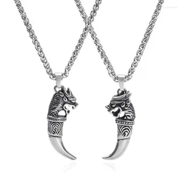 Pendant Necklaces Punk Cool Wolf Teeth Necklace Women Men Lucky Jewellery Retrotitanium Steel Tooth Amulet