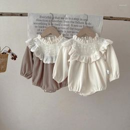 Rompers MILANCEL Baby Girls Clothes Lace Patchwork Infant Bodysuit Waffle One Piece