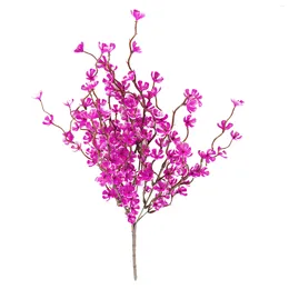 Decorative Flowers 7 Forks Artificial Plum Blossom Branch Simulation Oncidium Ornament Fake Flower Cuttings For Home Garden Party DIY