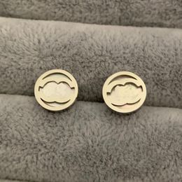 Silver Color Luxury Brand Stud Cute Size Stainless Steel Earrings White Shell Engagement Earrings For Women Wholesale