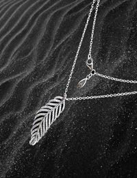 Flashing Light Feather CZ Diamond Necklace for 925 Sterling Silver High Quality Ladies Pendant Necklace with Original Box1388957