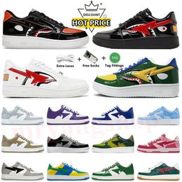 2024 New Bapestasss men Casual Shoes Sta Low sneaker Nigo Designer Apes Comics Shark Black white Grey Pink Suede Green White ABC Colour Camo Blue mens women sneakers GAI