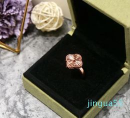 Ring Couple 18k Gold Embossed Clover Ring Titanium Steel Wedding Ring Women's Fashion Designer Jewelry