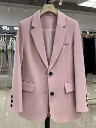 Women Jackets Pink Small Suit Women's Coat Casual Small Loose Korean Version Small Suit Women's Design Sense Blazer Women 240105