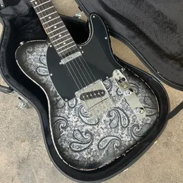 Used coral insect electric guitar with nitro paint black Paisley, free shipping