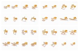 Stud Earrings CANNER 2pcs Cubic Zirconia Flat Back Piercing lage 925 Sterling Silver For Women Labret Lip Earring Jewelry1733762