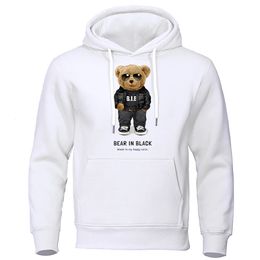 Black Teddy Bear this is my happy Colourful hoodie men's fashion hoodie loose wool oversized zippered sweatshirt 240105