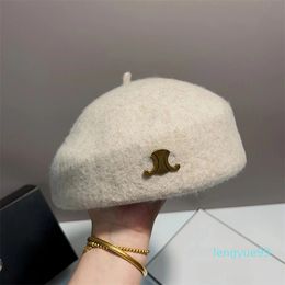 Beret Fashion Winter Hat Women's Autumn Knitted Pumpkin Wool Hat Han Fei Beret British Student Painter Hat Beret Pants