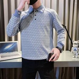 Men's T Shirts Brand Autumn Plaid POLO Sweatshirts Men Korean Fashion Long Sleeve Casual Pullover Business Social Streetwear Clothing 2024