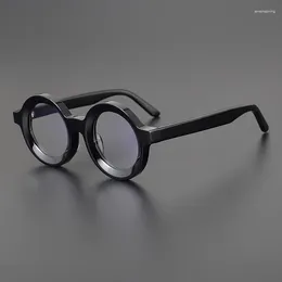 Sunglasses Frames Matte Black Round Eyeglasses High Quality Thick Acetate Classical Retro Optical Prescription Glasses For Men And Women