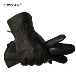 2018 New Winter man deer skin leather gloves male warm soft men039s glove black three lines design men mittens sheep hair linin3327623