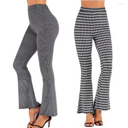 Women's Pants Women Casual Stripe Print High Waisted Slim Fit Wide Leg Flare Elegant Palazzo Flared Trousers