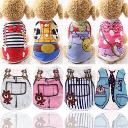 Dog Apparel Cotton Pet Clothing Spring And Summer Breathable Clothes Cute Printed Puppy Vest T-shirt For Small & Medium Dogs