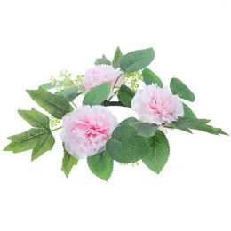 Candle Holders Artificial Flowers Ring Flower Wreath Tea Light Valentine's Day Wedding Table Centrepiece