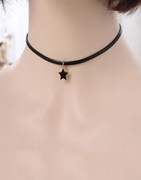 Chokers Simple Star Choker For Women Vintage Punk Neck Jewelry Gothic Short Black Leather Necklace Chocker Collar Party Accessorie5559446