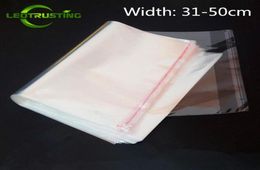 Leotrusting 100pcs 31-50cm Width rge Clear OPP Adhesive Bag Transparent Poly Reseable Packaging Bag Self Pstic Gift Pouch300S4003842