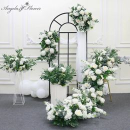 Hyacinth Rose Greenery Artificial Flower Row Arrangement Wedding Table Floral Ball Centrepiece Decor Event Party Floor Flowers 240105