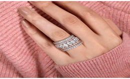 Arrival Rose Gold Colour 4 Pieces Stacked Stack Wedding Engagement Ring Sets For Women Fashion Band R5899 2110121904532