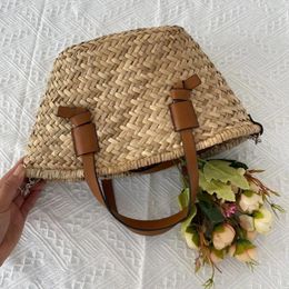 Storage Bags Casual Grass Weaving Basket Bag Women Straw Handbags Summer Beach Large Capacity Tote Big Shoulder Handbag Crossbody