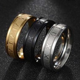 Band Rings 2022 Vintage Roman Numerals Men Rings Temperament Fashion 6mm Width Stainless Steel Rings For Men Jewellery Gift G230317 Frsnt