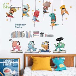 Large Wall Stickers Cute Dinosaur Combination Home Self-adhesive Kids Room Decoration Baby Bedroom Bedside Decor Study Sticker 211285f