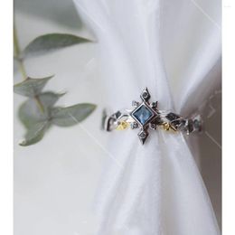 Cluster Rings Elegant Blue Crystal Zircon Crown Adjustable Ring For Women Charm Engagement Wedding Party Jewellery Gifts