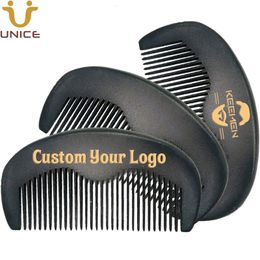 50 PCS Arrival Men Black Beard Combs Customised Laser Engraved Wood For Hair Moustache Whisker 240104