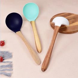 Spoons With Tableware Large Spoon Porridge Ladle Noodles Nonstick Wooden Resistant Cooking Soup Heat Rice Silicone Handle