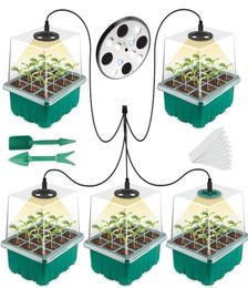 Grow Lights Pack Seedling Tray With Light Plant Seed Starter Trays Kit Greenhouse Growing Holes 12 Cell Per TrayGrow1828729