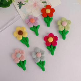 Decorative Flowers Wool Felt Flower Little Safflower Sweet Princess Side Clip DIY Handmade Crafts Apparel Accessories Christmas Decoration