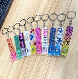 Credit Card Puller Cartoon Pattern Card Grabber Keychain Long Nails Acrylic ATM Card for Key Chains Pendant Accessories G10196031512